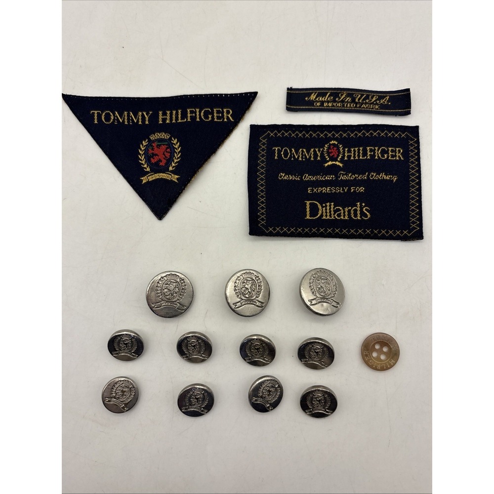 Tommy Hilfiger Blazer Button Set 11 Silver Coat Of Arms Logo Waterbury 1 Plastic